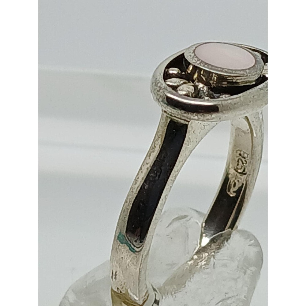 Vintage 1990's Mother of Pearl Designer Signed Sterling Silver Ring Size 7 Rare - Picture 2 of 7